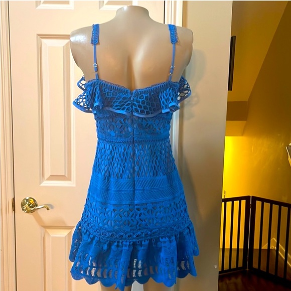 Revolve J.O.A. Blue Lace Mini Dress size Medium - Picture 6 of 7